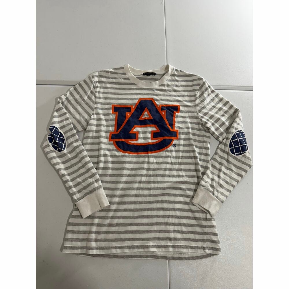 Gameday Couture Auburn Tigers Striped Long Sleeve Top Womens M Elbow Patch Shirt